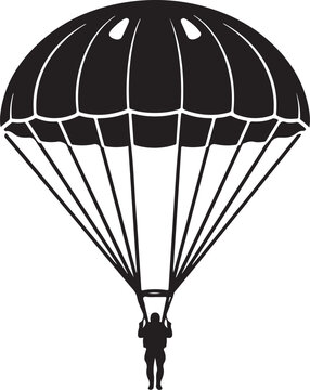 Vector parachute icon with silhouette of parachuter