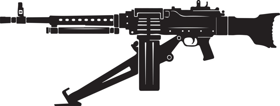 Vector illustration of a black assault rifle on white background