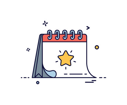 Beginning of a new chapter symbolized by a simple calendar page turning to reveal a bright star icon. The optimistic scene reflects change, renewal, and fresh