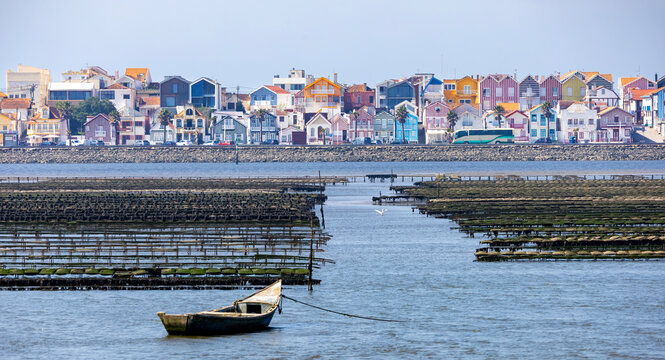 Costa Nova do Prado vista da outra margem da Ria de Aveiro 