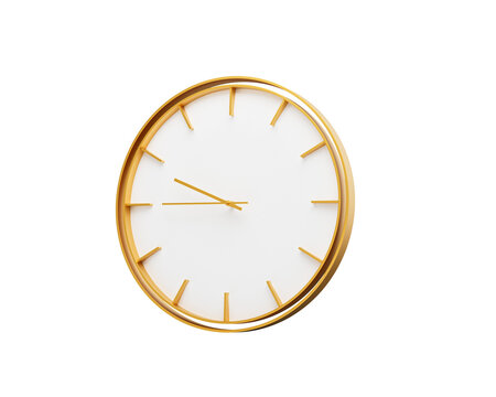 Minimalistic Golden Frame Wall Clock 09 45 Nine Forty Five 9 45 For Modern Interiors 3D Illustration