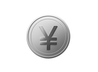 Fototapeta premium Shiny silver Japanese Yen coin on black, representing finance and economy.
