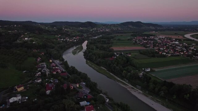Evening view of river Drava near maribor, Slovenia