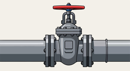 Naklejka premium Industrial pipeline with a large valve for controlling fluid flow