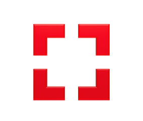 Obraz premium Red 3D focus crop mark symbol on transparent background for graphic design.