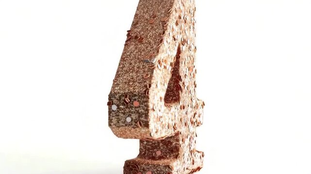 This shows a gold number four used in a birthday celebration. Decorations surround the number. A cake is placed nearby, adding to the festive atmosphere with colorful elements