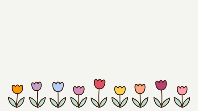 ならんだ可愛いチューリップの背景