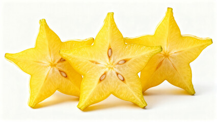 Fototapeta premium Star Fruit Carambola Slices Isolated on White