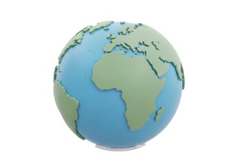 Fototapeta premium 3d render of a stylized globe showing africa and europe isolated on white background