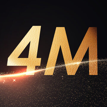 Golden number Celebration Typography with Sparkling Light Trail on Dark Background