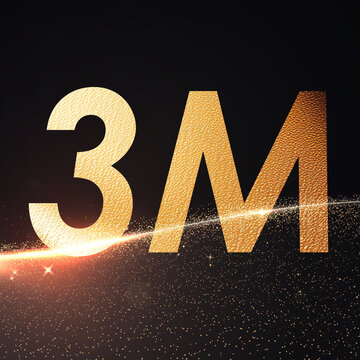 Golden number Celebration Typography with Sparkling Light Trail on Dark Background