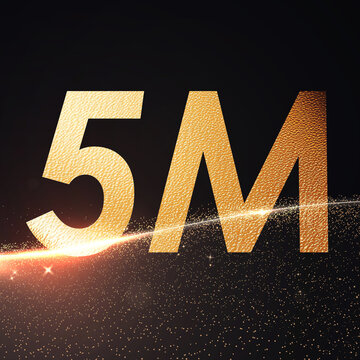 Golden number Celebration Typography with Sparkling Light Trail on Dark Background