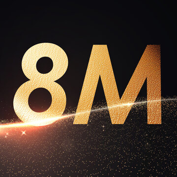Golden number Celebration Typography with Sparkling Light Trail on Dark Background