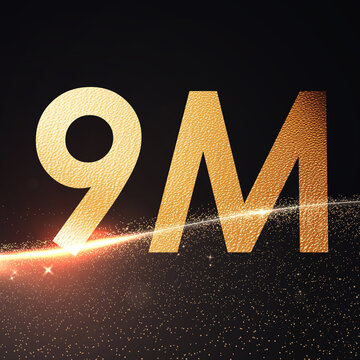 Golden number Celebration Typography with Sparkling Light Trail on Dark Background