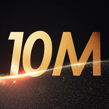 Golden number Celebration Typography with Sparkling Light Trail on Dark Background