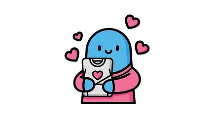 Obraz premium A cute vector illustration of a happy Easter bunny cartoon character with a festive egg and a funny smile, designed as a holiday card featuring a love heart and a fun animal design