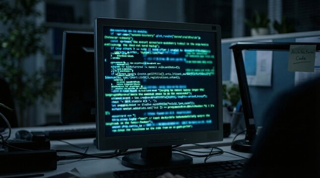 LCD display in office and airport showing computer screen technology