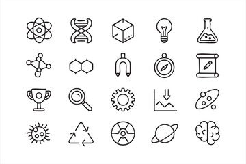 Fototapeta premium STEM Learning Icons with Atom Molecule and Laboratory Symbols