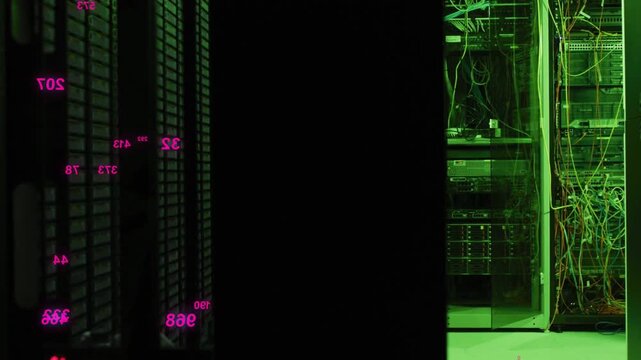 Vertical video: Starting diagnostic, center panel shifting magenta numbers in row with rack wires