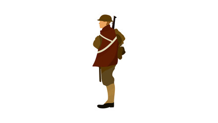 Naklejka premium British soldier of World War II, flat color vector illustration