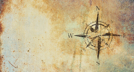Vintage compass rose grunge texture background © natrot