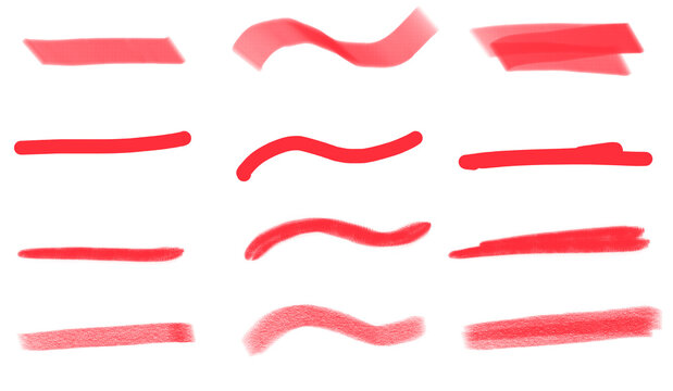 set of hand drawn red Hyphen Marks