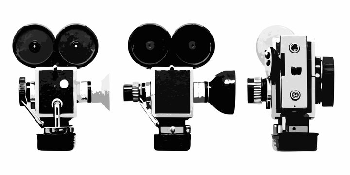 Vintage super 8mm film camera shown from three different angles