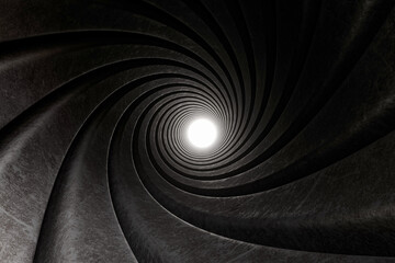 Fototapeta premium Abstract Spiral Tunnel with Light at Center, Dark Vortex Motion Background