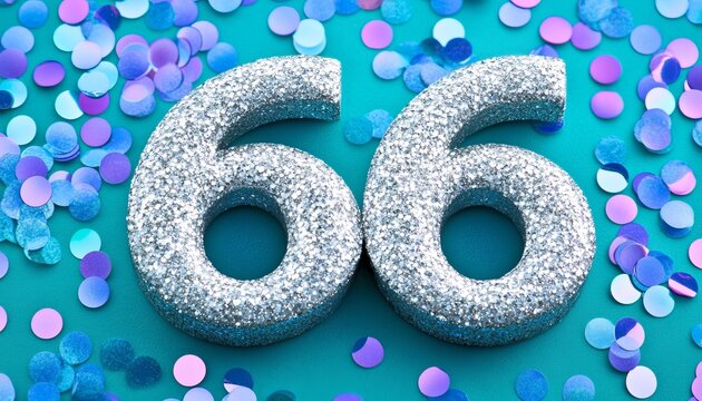 Silver Sixty-Six Celebratory Background with Sparkles for Memorable Anniversary Events
