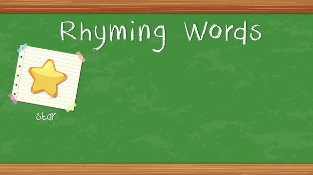 Educational Rhyming Words Animation with Star Bar Car and Jar