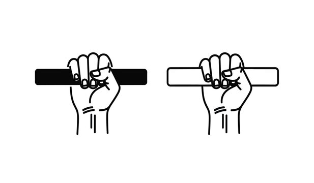 Silhouette of hands gripping cylindrical objects contrasting black and white
