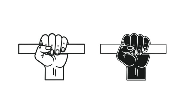 Silhouette of hands holding a t shaped object contrasting black and white illustrations