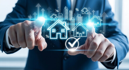 Obraz premium Digital real estate investment smart property interface concept