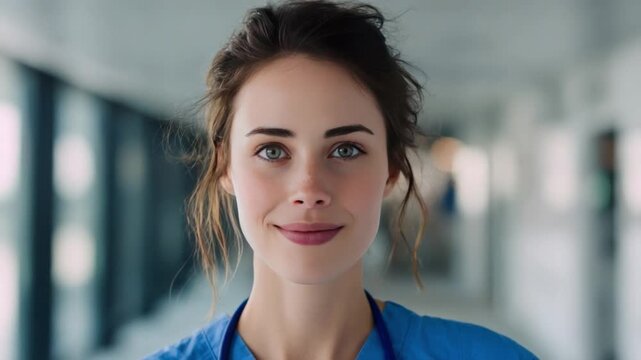 Confident Healthcare Professional: A close-up portrait of a skilled and empathetic medical professional, radiating confidence, experience, and commitment to patient care in a modern.