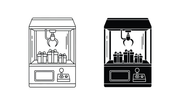 Silhouette of two classic claw machine vending game silhouette