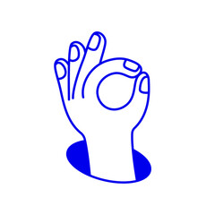 Naklejka na ściany i meble Vector hand drawn gesture, doodle sketchy illustration, hand showing ok sign, agreement, teamwork concept