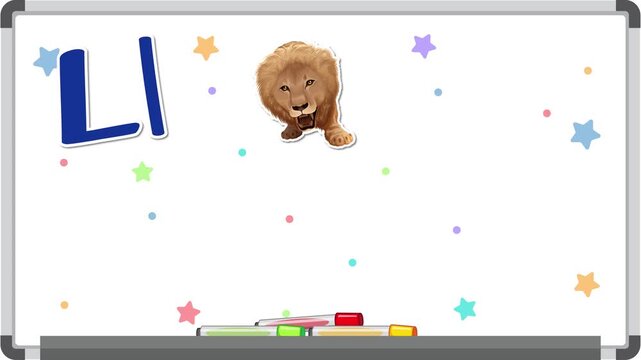 Educational Alphabet Animation for the Letter L on a Whiteboard