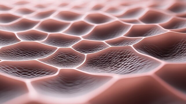 Close up view of microscopic hexagonal grid structures with delicate internal patterns, reflecting nanotechnology concepts.