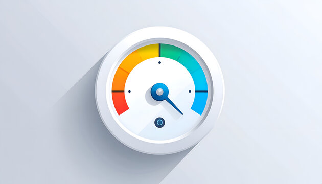 White gauge with blue needle indicating medium level performance in vector style