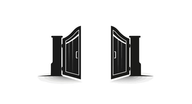 Black gates with white trim standing.