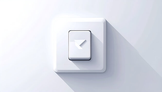 White light switch with arrow icon in off position modern minimalist design