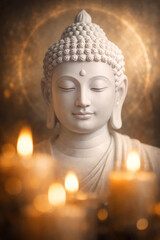 Fototapeta premium Siddharth Gautam Buddha portrait for Buddha Jayanti,Vesak / Vesak Day,Buddha Poornima/ Purnima,Buddha Janmotsav,Buddha Birth Anniversary, Vesak Poya, Vaishakhi pournima, Photo frame, Wallpaper