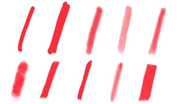 set of hand drawn red Slash