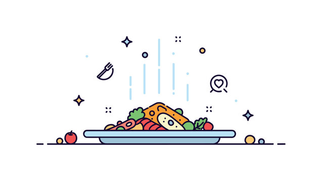 Divine gourmet dish elegant plated meal with soft rising aroma lines and subtle sparkle icons highlighting refined taste and culinary perfection. The scene