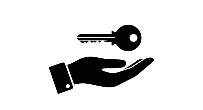 Hand holding a metal key.