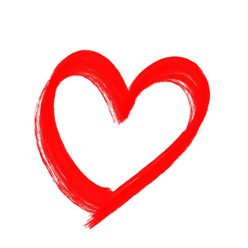 Thick rough red brush stroke hand drawn heart outline