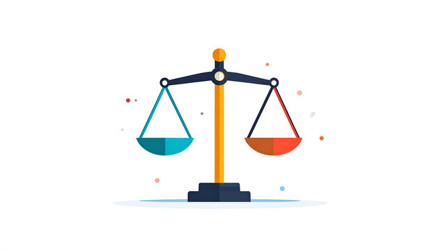 Illustration of balanced scales representing justice fairness and impartiality in law