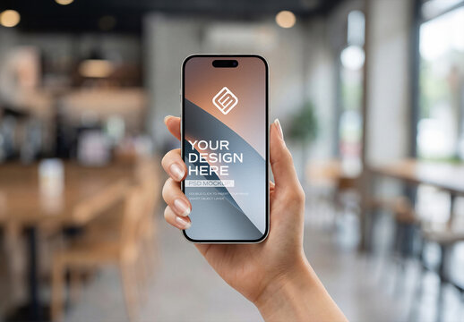 User Hand Holding Modern Smartphone Mockup
