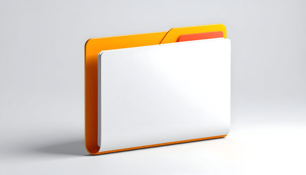 Orange file folder 3D glossy render isolated document storage presentation mock-up