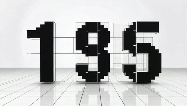 Pixelated Numbers 185 Displayed in a Modern Studio Setting.